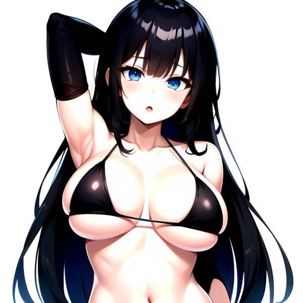 1girl O Absurdres Bikini Black Bikini Black Hair Blue Eyes Breasts Cleavage Collarbone Commentary Request Highres Large Breasts, 2162298631 - AIHentai - aihentai.co on pornsimulated.com