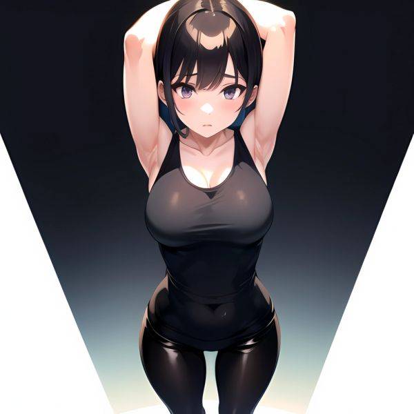 1girl Solo Tank Top Leggings Standing Fully Clothed Pov Simple Background Arms Behind Head, 903073417 - AIHentai - aihentai.co on pornsimulated.com