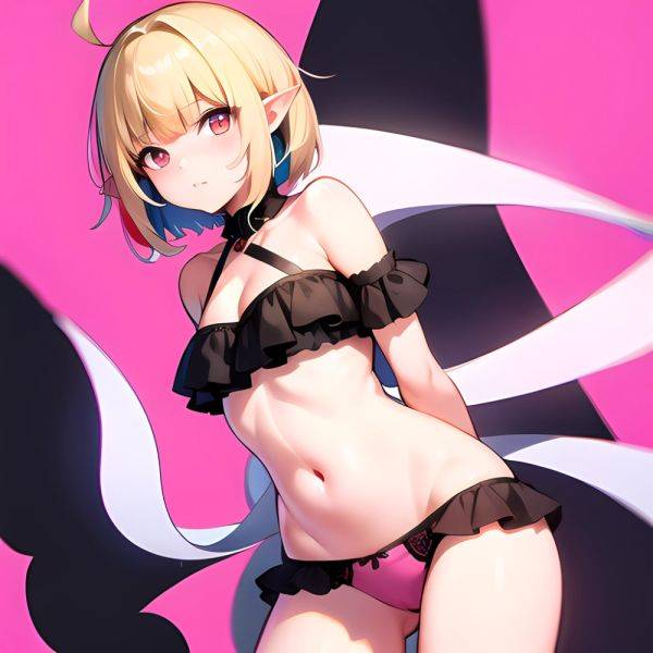 1girl Blonde Hair Frilled Panties Frills Highres Hip Bones Looking At Viewer Makaino Ririmu Multicolored Hair Navel Nijisanji No, 3083832267 - AIHentai - aihentai.co on pornsimulated.com