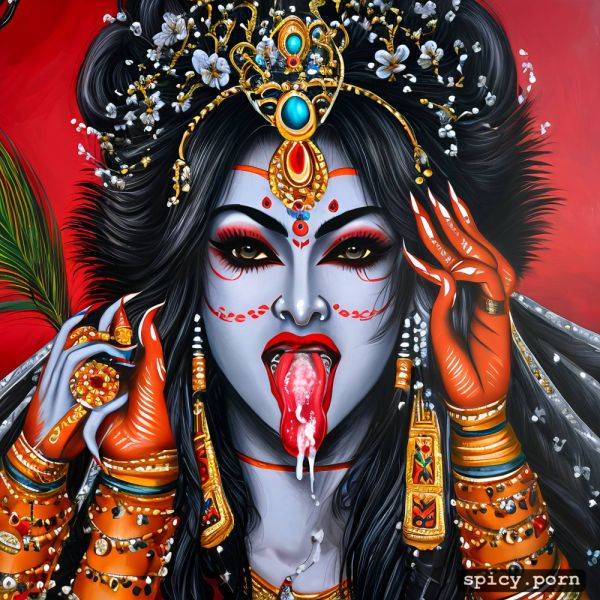 Cum on tongue, beautiful hindu goddes devi kali, 4 arm, lot of cum - spicy.porn on pornsimulated.com