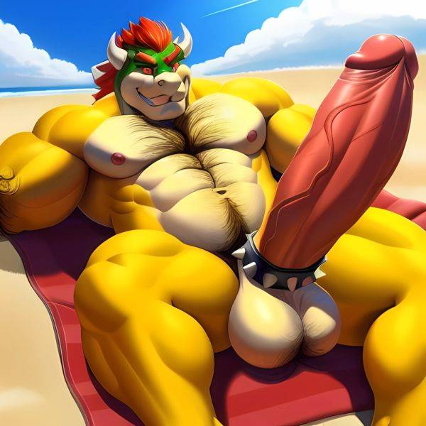 Bowser Laying On The Beach Yellow Skin Laying On A Towel Nude Beach Big Balls Big Penis Nipples Veins Muscles, 546963820 - AIHentai - aihentai.co on pornsimulated.com