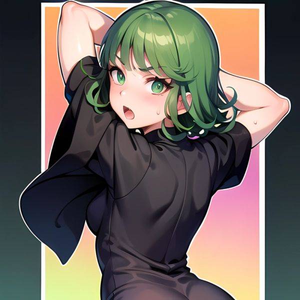 1girl Anger Vein Ass Ass Focus Black Dress Blush Dress From Behind Gradient Background Green Background Green Eyes Green Hair, 3526634445 - AIHentai - aihentai.co on pornsimulated.com