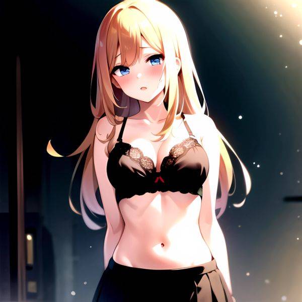 1girl Blonde Hair Blue Eyes Black Bra Blush Breasts Go Toubun No Hanayome Miku Day Nakano Miku Arms Behind Back, 3936389466 - AIHentai - aihentai.co on pornsimulated.com