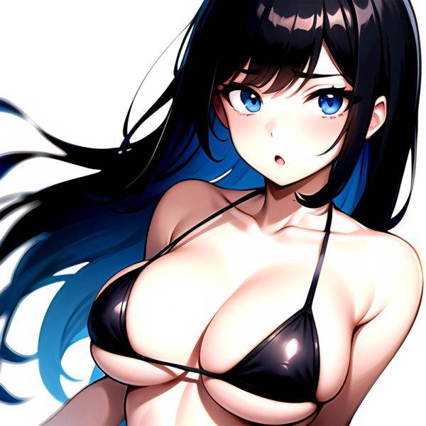 1girl O Absurdres Bikini Black Bikini Black Hair Blue Eyes Breasts Cleavage Collarbone Commentary Request Highres Large Breasts, 4178242235 - AIHentai - aihentai.co on pornsimulated.com