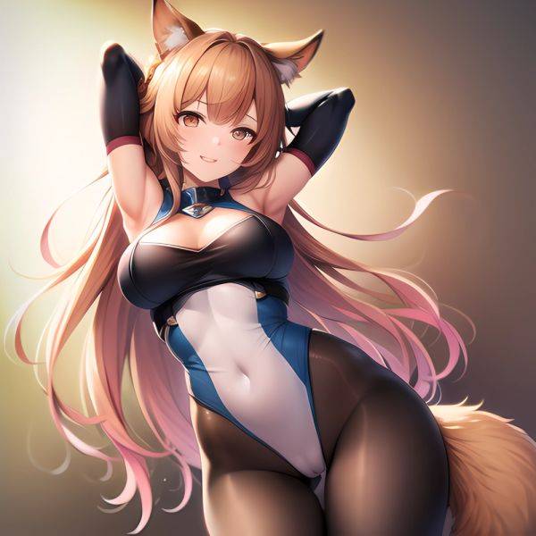 1girl Absurdres Animal Ear Fluff Animal Ears Arknights Arms Behind Head Chest Armor Covered Navel Gravel Arknights Highleg Highl, 1708847120 - AIHentai - aihentai.co on pornsimulated.com