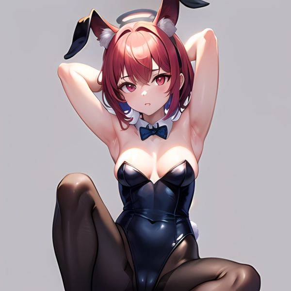 1girl Solo Animal Ears Armpits Black Hair Black Pantyhose Blue Archive Bow Bowtie Cat Ears Colored Inner Hair Coma Light825, 2417588902 - AIHentai - aihentai.co on pornsimulated.com