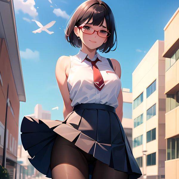 1girl Aircraft Bird Breasts Brown Eyes Clothes Lift Cloud Cloudy Sky Cowboy Shot Curtsey Dark Skinned Female Dark Skin Day, 1279458685 - AIHentai - aihentai.co on pornsimulated.com