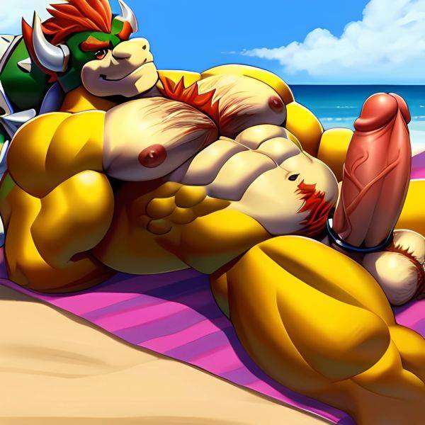 Bowser Laying On The Beach Yellow Skin Laying On A Towel Nude Beach Big Balls Big Penis Nipples Veins Muscles, 901206810 - AIHentai - aihentai.co on pornsimulated.com