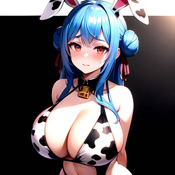 1girl Alternate Breast Size Animal Ear Fluff Animal Ears Animal Print Blue Hair Blush Breasts Cleavage Cutout Clothing Cutout Co, 3547794129 - AIHentai - aihentai.co on pornsimulated.com