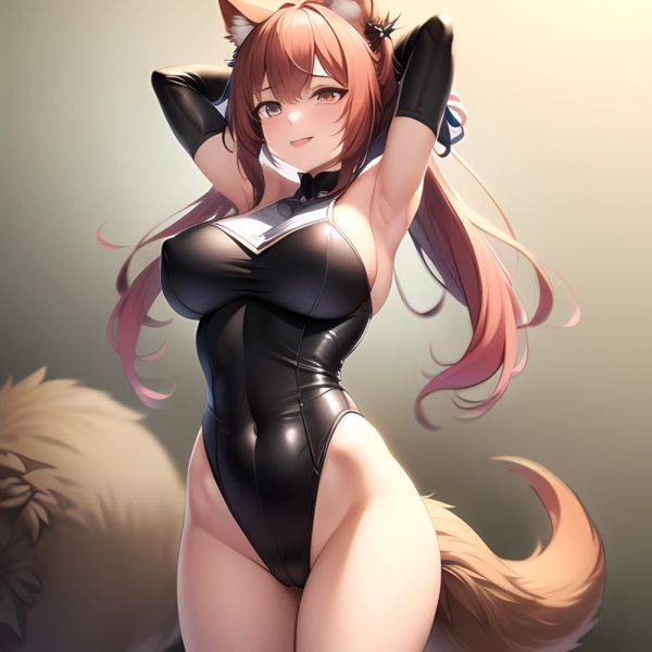1girl Absurdres Animal Ear Fluff Animal Ears Arknights Arms Behind Head Chest Armor Covered Navel Gravel Arknights Highleg Highl, 390307793 - AIHentai - aihentai.co on pornsimulated.com