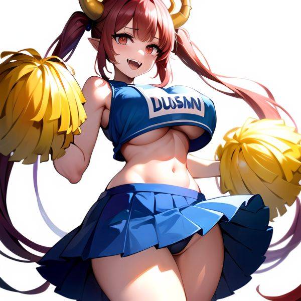 1girl Absurdres Blue Skirt Bluefrok Breasts Cheerleader Dragon Girl Dragon Horns Highres Holding Holding Pom Poms Horns Huge Bre, 2679602335 - AIHentai - aihentai.co on pornsimulated.com