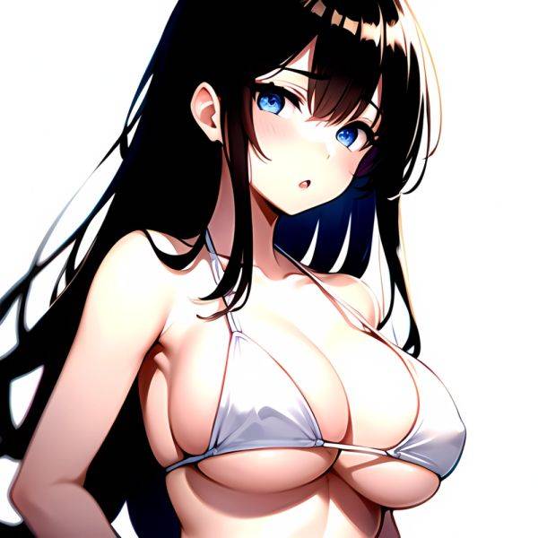 1girl O Absurdres Bikini White Bikini Black Hair Blue Eyes Breasts Cleavage Collarbone Commentary Request Highres Large Breasts, 3102605419 - AIHentai - aihentai.co on pornsimulated.com