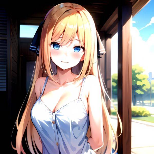 1girl Blonde Hair Blue Eyes Blush Breasts Go Toubun No Hanayome Miku Day Nakano Miku Arms Behind Back, 1547354616 - AIHentai - aihentai.co on pornsimulated.com