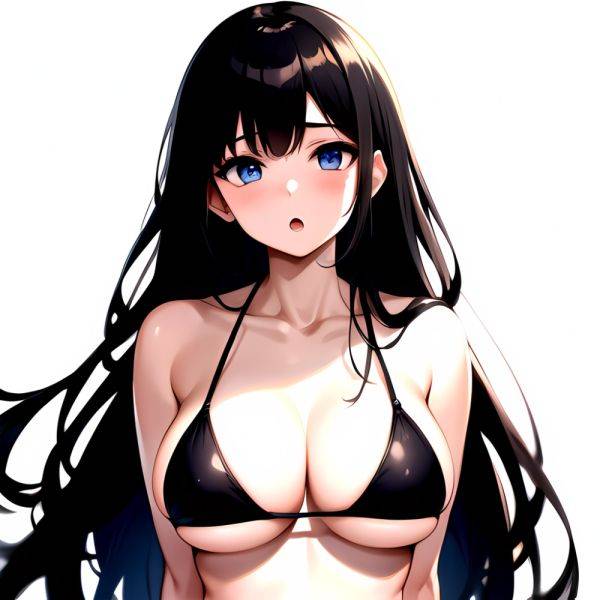1girl O Absurdres Bikini Black Bikini Black Hair Blue Eyes Breasts Cleavage Collarbone Commentary Request Highres Large Breasts, 3212767195 - AIHentai - aihentai.co on pornsimulated.com