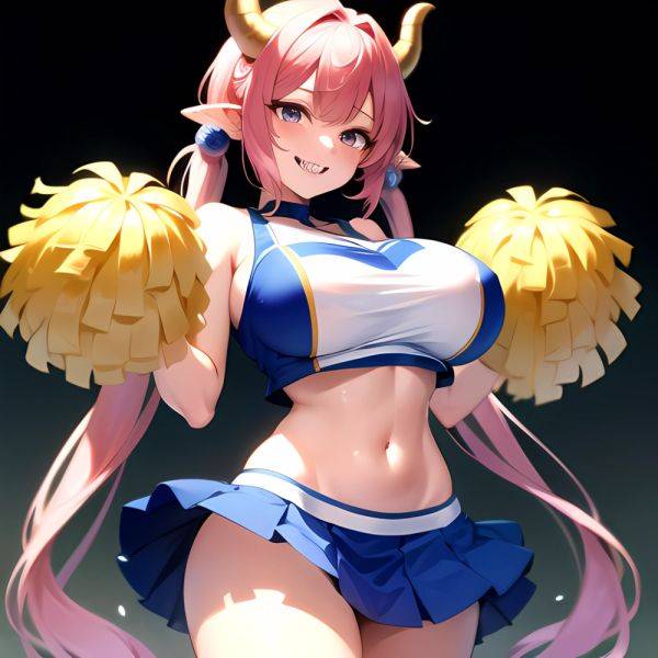 1girl Absurdres Blue Skirt Bluefrok Breasts Cheerleader Dragon Girl Dragon Horns Highres Holding Holding Pom Poms Horns Huge Bre, 1613527980 - AIHentai - aihentai.co on pornsimulated.com