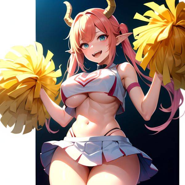 1girl Absurdres White Skirt Whitefrok Breasts Cheerleader Dragon Girl Dragon Horns Highres Holding Holding Pom Poms Horns Huge B, 2116002110 - AIHentai - aihentai.co on pornsimulated.com