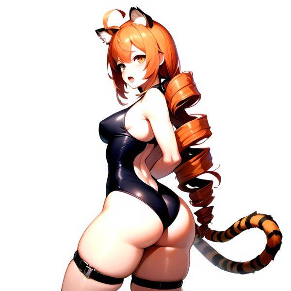 1girl Ahoge Animal Ears Arknights Black One Piece Swimsuit Blush Center Opening Drill Hair Drill Sidelocks Groin Highres Invisib, 4056588659 - AIHentai - aihentai.co on pornsimulated.com