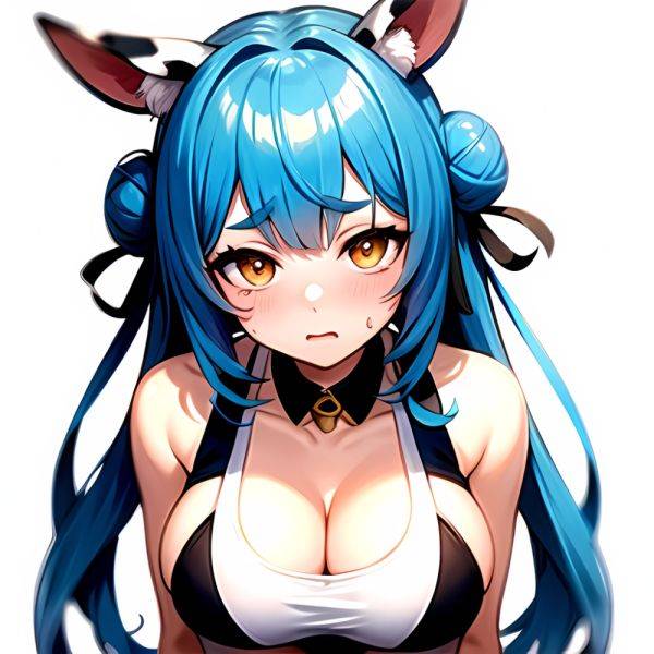 1girl Alternate Breast Size Animal Ear Fluff Animal Ears Animal Print Blue Hair Blush Breasts Cleavage Cutout Clothing Cutout Co, 3608359982 - AIHentai - aihentai.co on pornsimulated.com