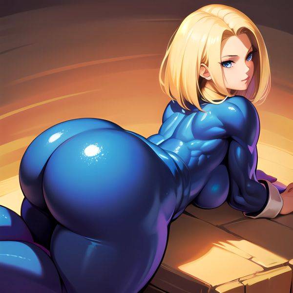 1girl Absurdres Android 18 Ass Big Hair Blonde Hair Blue Eyes Breasts Curvy Dragonball Z Drawing Female Focus Highres Huge, 1818505454 - AIHentai - aihentai.co on pornsimulated.com