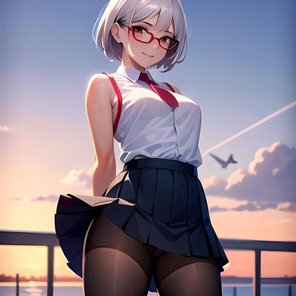 1girl Aircraft Bird Breasts Brown Eyes Clothes Lift Cloud Cloudy Sky Cowboy Shot Curtsey Dark Skinned Female Dark Skin Day, 1610373934 - AIHentai - aihentai.co on pornsimulated.com