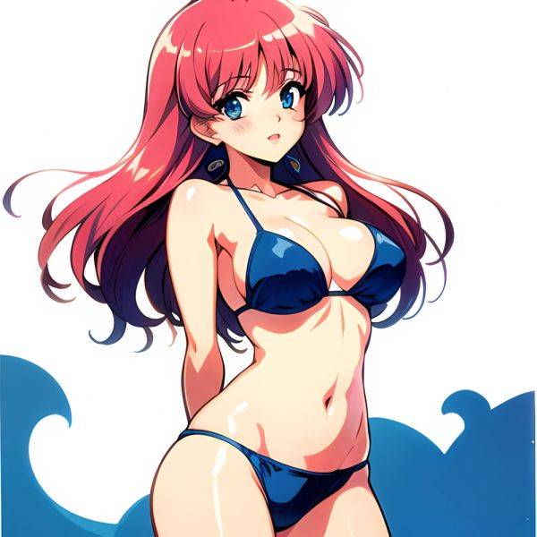 1990s Style 1girl Arms Behind Back 1 4 Bikini Blue Bikini Blue Eyes Cowboy Shot Kokura Masashi Long Hair Looking, 3360717262 - AIHentai - aihentai.co on pornsimulated.com