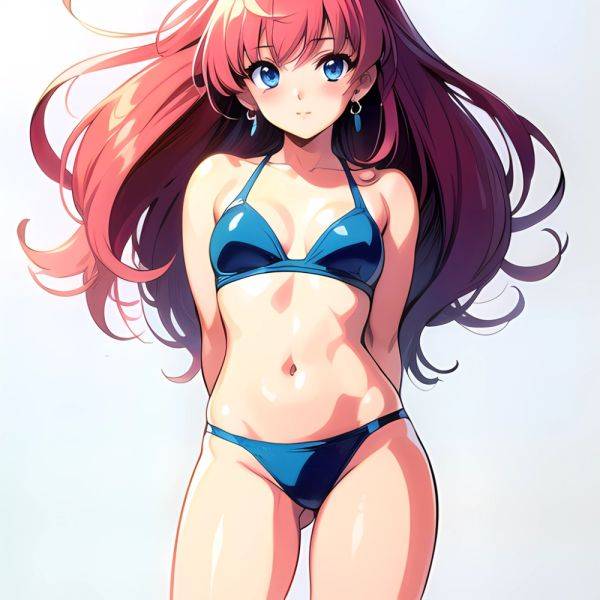 1990s Style 1girl Arms Behind Back 1 4 Bikini Blue Bikini Blue Eyes Cowboy Shot Kokura Masashi Long Hair Looking, 1869522018 - AIHentai - aihentai.co on pornsimulated.com