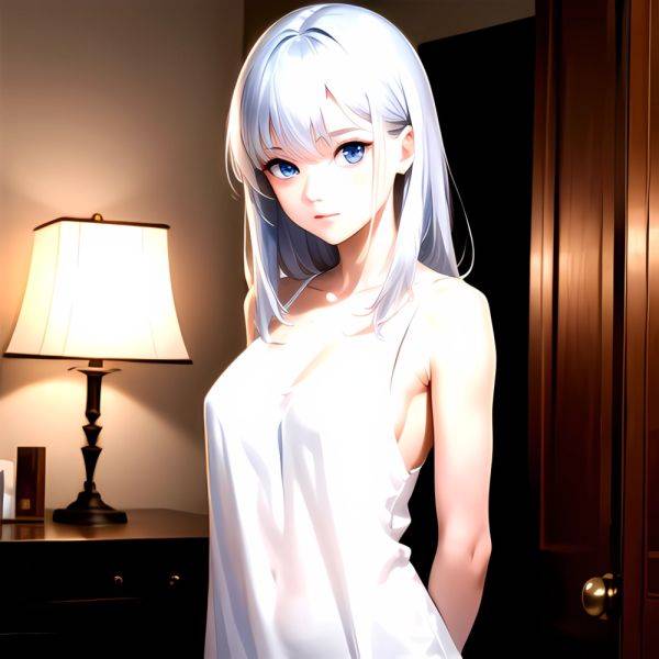 1girl Sexy Blue Eyes Silver Hair Arms Behind Back Facing The Camera Looking At The Camera, 1413353219 - AIHentai - aihentai.co on pornsimulated.com