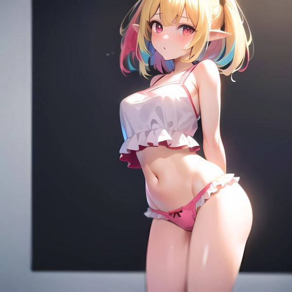 1girl Blonde Hair Frilled Panties Frills Highres Hip Bones Looking At Viewer Makaino Ririmu Multicolored Hair Navel Nijisanji No, 3263481275 - AIHentai - aihentai.co on pornsimulated.com