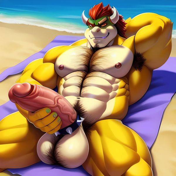 Bowser Laying On The Beach Yellow Skin Laying On A Towel Nude Beach Big Balls Big Penis Nipples Veins Muscles, 448900900 - AIHentai - aihentai.co on pornsimulated.com
