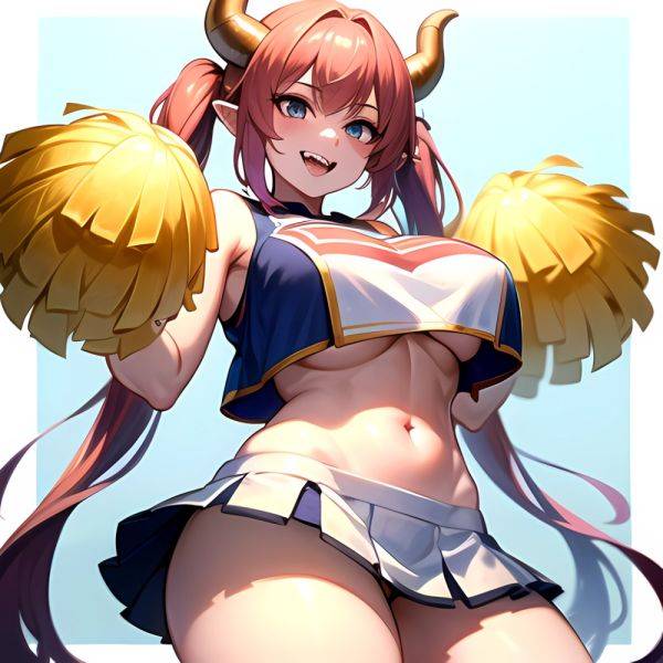 1girl Absurdres White Skirt Whitefrok Breasts Cheerleader Dragon Girl Dragon Horns Highres Holding Holding Pom Poms Horns Huge B, 3068329537 - AIHentai - aihentai.co on pornsimulated.com