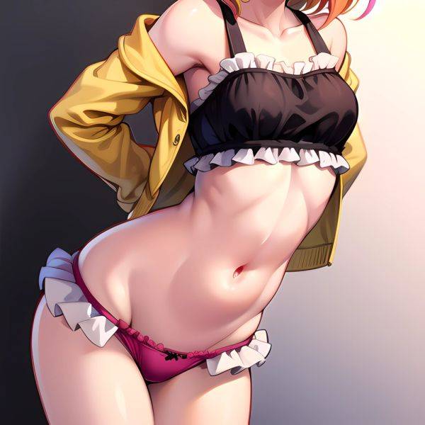 1girl Blonde Hair Frilled Panties Frills Highres Hip Bones Looking At Viewer Makaino Ririmu Multicolored Hair Navel Nijisanji No, 2741028606 - AIHentai - aihentai.co on pornsimulated.com