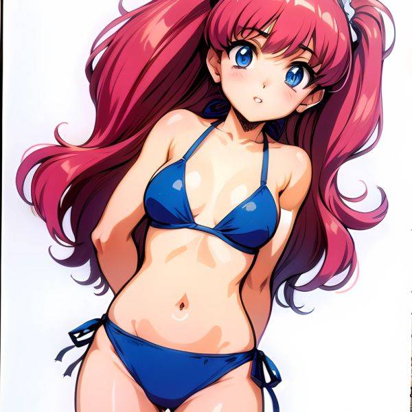 1990s Style 1girl Arms Behind Back 1 4 Bikini Blue Bikini Blue Eyes Cowboy Shot Kokura Masashi Long Hair Looking, 146714865 - AIHentai - aihentai.co on pornsimulated.com