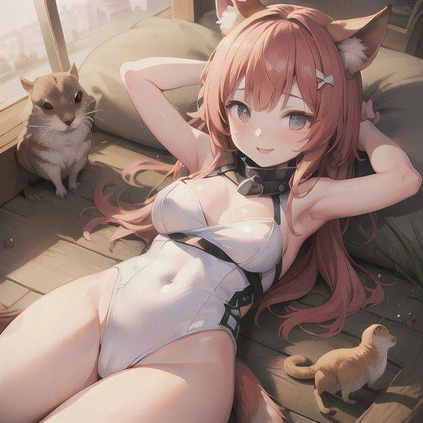 1girl Absurdres Animal Ear Fluff Animal Ears Arknights Arms Behind Head Chest Armor Covered Navel Gravel Arknights Highleg Highl, 1368367784 - AIHentai - aihentai.co on pornsimulated.com