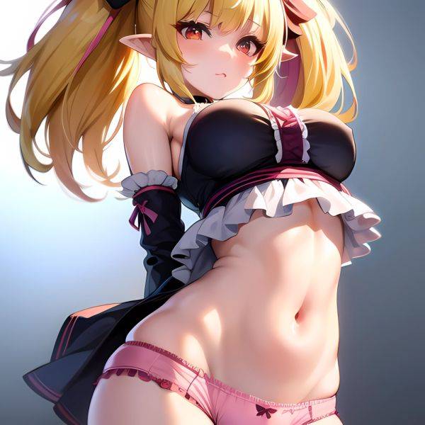 1girl Blonde Hair Frilled Panties Frills Highres Hip Bones Looking At Viewer Makaino Ririmu Multicolored Hair Navel Nijisanji No, 1363430207 - AIHentai - aihentai.co on pornsimulated.com