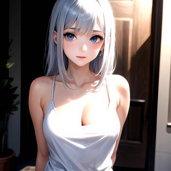1girl Sexy Blue Eyes Silver Hair Arms Behind Back Facing The Camera Looking At The Camera, 2993710354 - AIHentai - aihentai.co on pornsimulated.com
