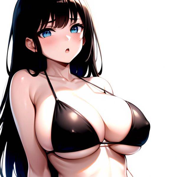 1girl O Absurdres Bikini Black Bikini Black Hair Blue Eyes Breasts Cleavage Collarbone Commentary Request Highres Large Breasts, 895315663 - AIHentai - aihentai.co on pornsimulated.com