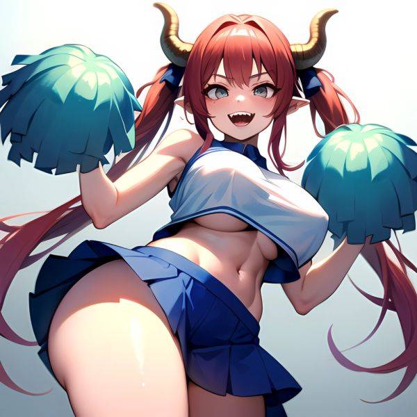 1girl Absurdres Blue Skirt Bluefrok Breasts Cheerleader Dragon Girl Dragon Horns Highres Holding Holding Pom Poms Horns Huge Bre, 1534640140 - AIHentai - aihentai.co on pornsimulated.com