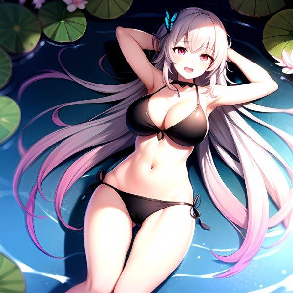 1girl D Bare Arms Bare Shoulders Bikini Black Bikini Breasts Bug Butterfly Butterfly Hair Ornament Choker Cleavage Feet Out Of, 3335714534 - AIHentai - aihentai.co on pornsimulated.com