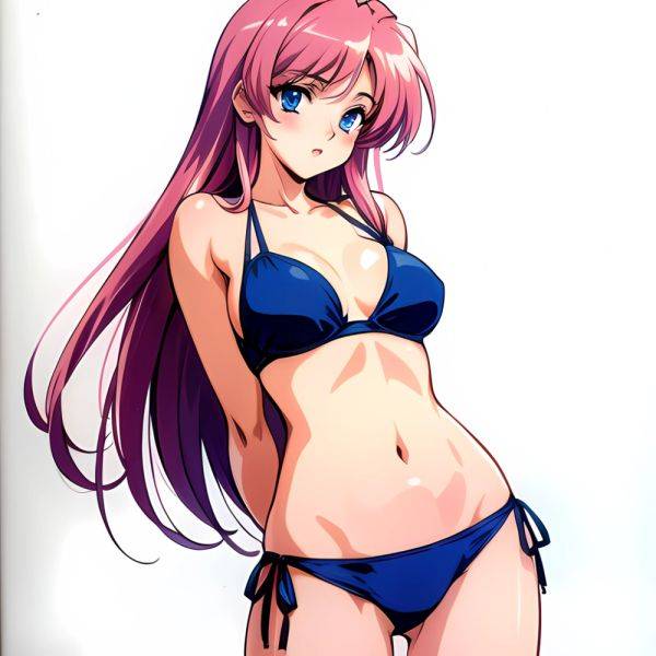 1990s Style 1girl Arms Behind Back 1 4 Bikini Blue Bikini Blue Eyes Cowboy Shot Kokura Masashi Long Hair Looking, 2433619609 - AIHentai - aihentai.co on pornsimulated.com