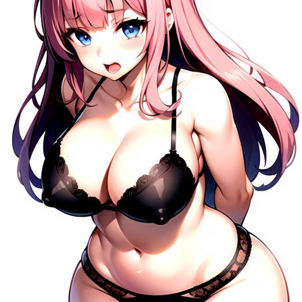 1girl Arms Behind Back Bare Shoulders Black Panties Blue Eyes Blunt Bangs Blush Breasts Collarbone Gigantic Breasts Lingerie Lon, 3678142854 - AIHentai - aihentai.co on pornsimulated.com