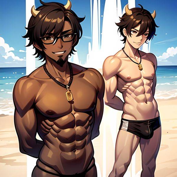 Naked Abs Adjusting Eyewear Atlas Vos Bara Beach Bracelet Brown Eyes Brown Hair Bulge Collarbone Commission Cow Horns Dark Skinn, 1544358789 - AIHentai - aihentai.co on pornsimulated.com