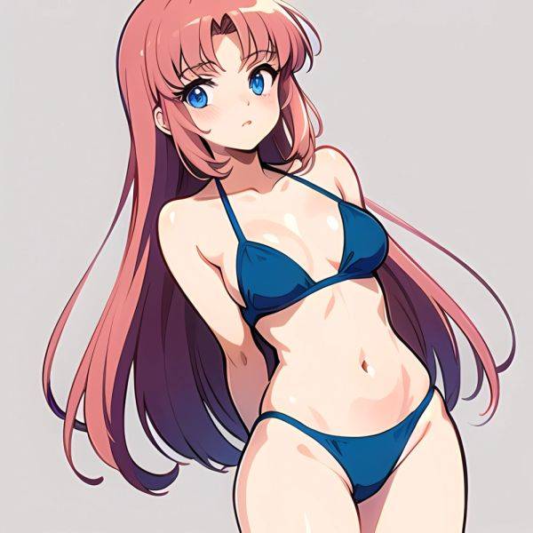 1990s Style 1girl Arms Behind Back 1 4 Bikini Blue Bikini Blue Eyes Cowboy Shot Kokura Masashi Long Hair Looking, 3823129795 - AIHentai - aihentai.co on pornsimulated.com