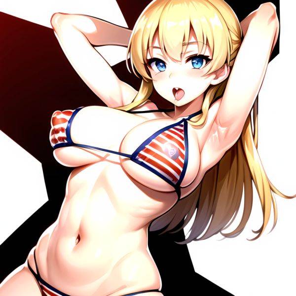 1girl American Flag Bikini Armpits Arms Behind Head Bikini Blonde Hair Blue Eyes Blush Breasts Covered Erect Nipples Flag Print, 1055574070 - AIHentai - aihentai.co - Usa on pornsimulated.com