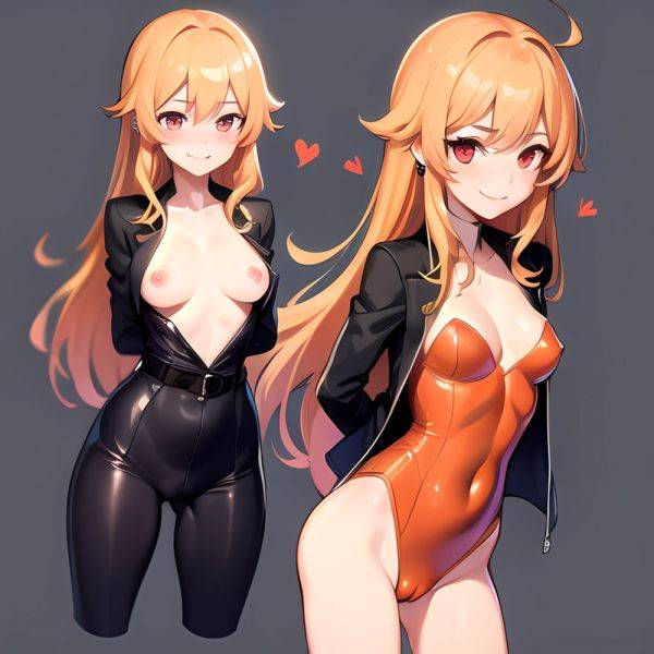 1girl Mature Belt Blush Breasts Cameltoe Gem Heart Highres Hyper Blossom Jacket Jewelry Leotard Long Hair Magical Girl Orange Ha, 1473517612 - AIHentai - aihentai.co on pornsimulated.com