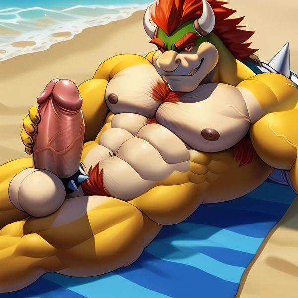Bowser Laying On The Beach Yellow Skin Laying On A Towel Nude Beach Big Balls Big Penis Nipples Veins Muscles, 2684732459 - AIHentai - aihentai.co on pornsimulated.com