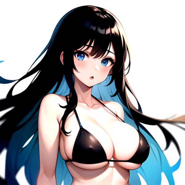 1girl O Absurdres Bikini Black Bikini Black Hair Blue Eyes Breasts Cleavage Collarbone Commentary Request Highres Large Breasts, 1442420938 - AIHentai - aihentai.co on pornsimulated.com