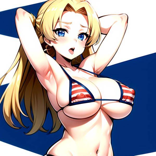 1girl American Flag Bikini Armpits Arms Behind Head Bikini Blonde Hair Blue Eyes Blush Breasts Covered Erect Nipples Flag Print, 3882127120 - AIHentai - aihentai.co - Usa on pornsimulated.com