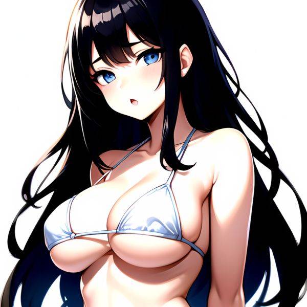 1girl O Absurdres Bikini White Bikini Black Hair Blue Eyes Breasts Cleavage Collarbone Commentary Request Highres Large Breasts, 2623621970 - AIHentai - aihentai.co on pornsimulated.com