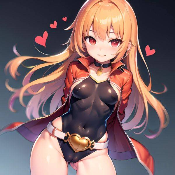 1girl Mature Belt Blush Breasts Cameltoe Gem Heart Highres Hyper Blossom Jacket Jewelry Leotard Long Hair Magical Girl Orange Ha, 2947186217 - AIHentai - aihentai.co on pornsimulated.com