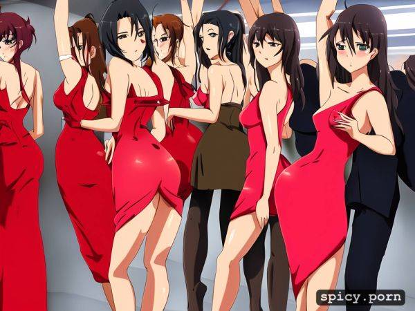 Brainwashed group of 50 women in a train only red clothing, crowded - spicy.porn on pornsimulated.com